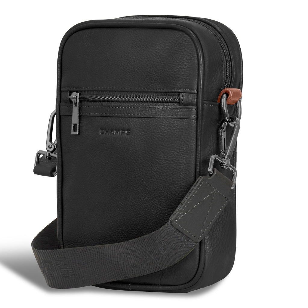 Onyx / Leather Vertical Cross-Body Bag