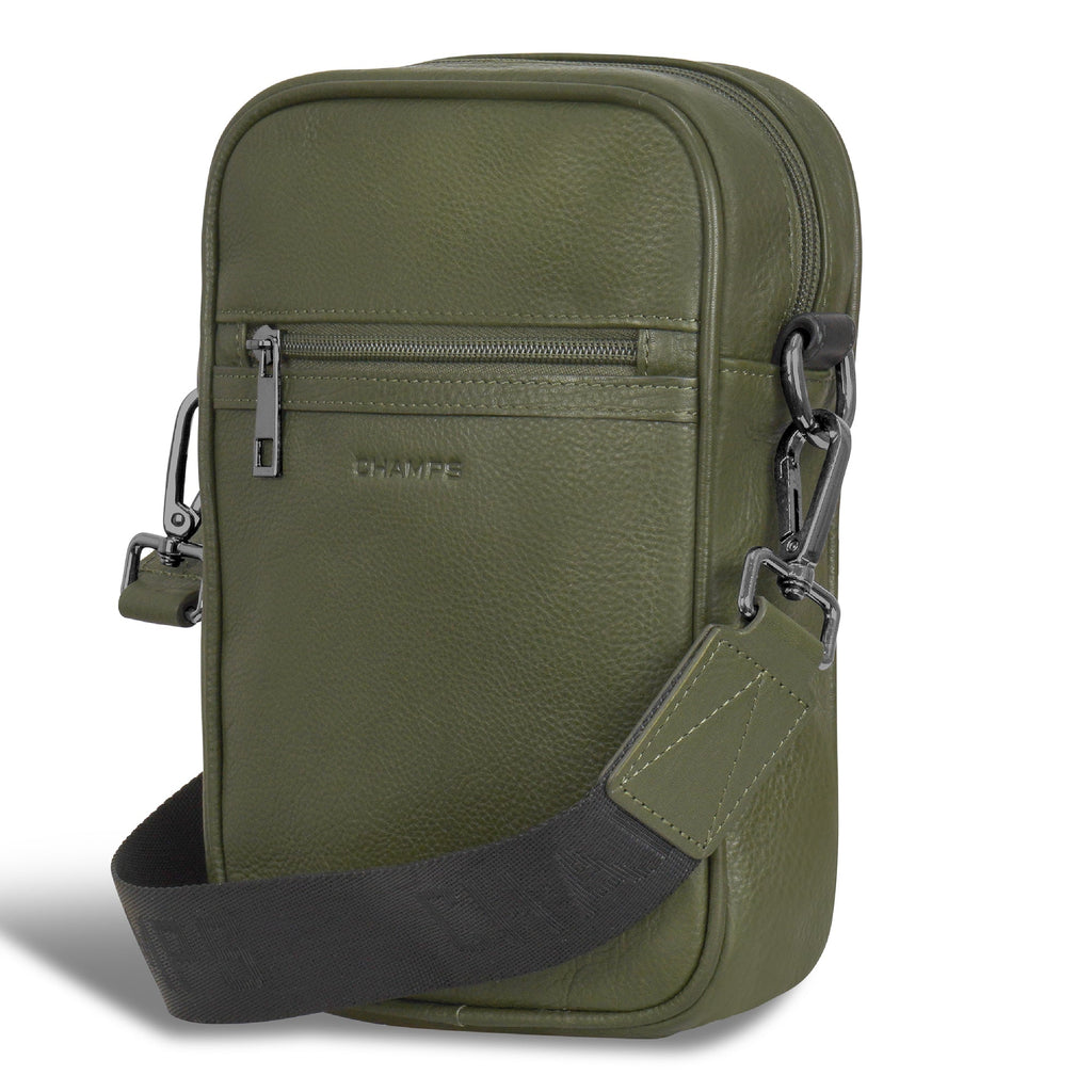Onyx / Leather Vertical Cross-Body Bag