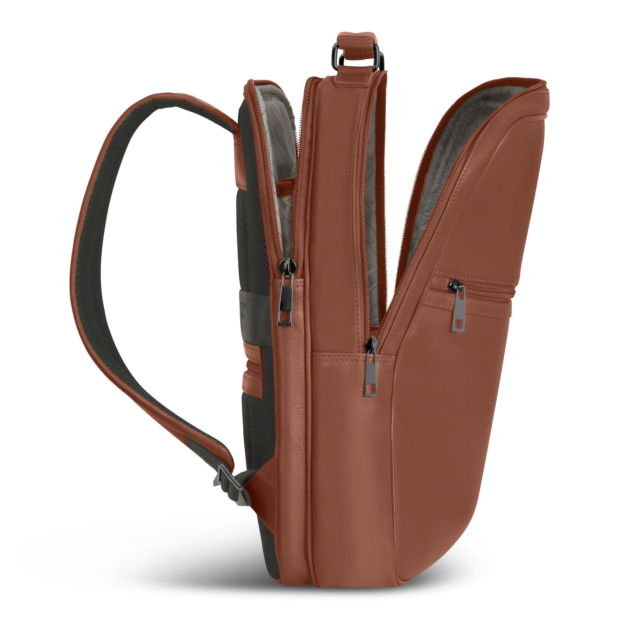 Onyx / Leather Compact Backpack