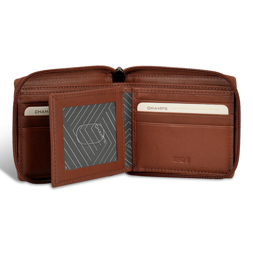 Onyx / Leather Zip Around Wallet