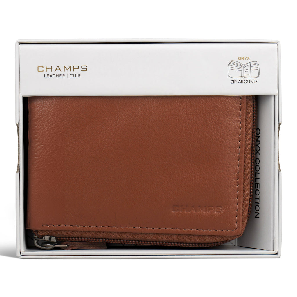Onyx / Leather Zip Around Wallet
